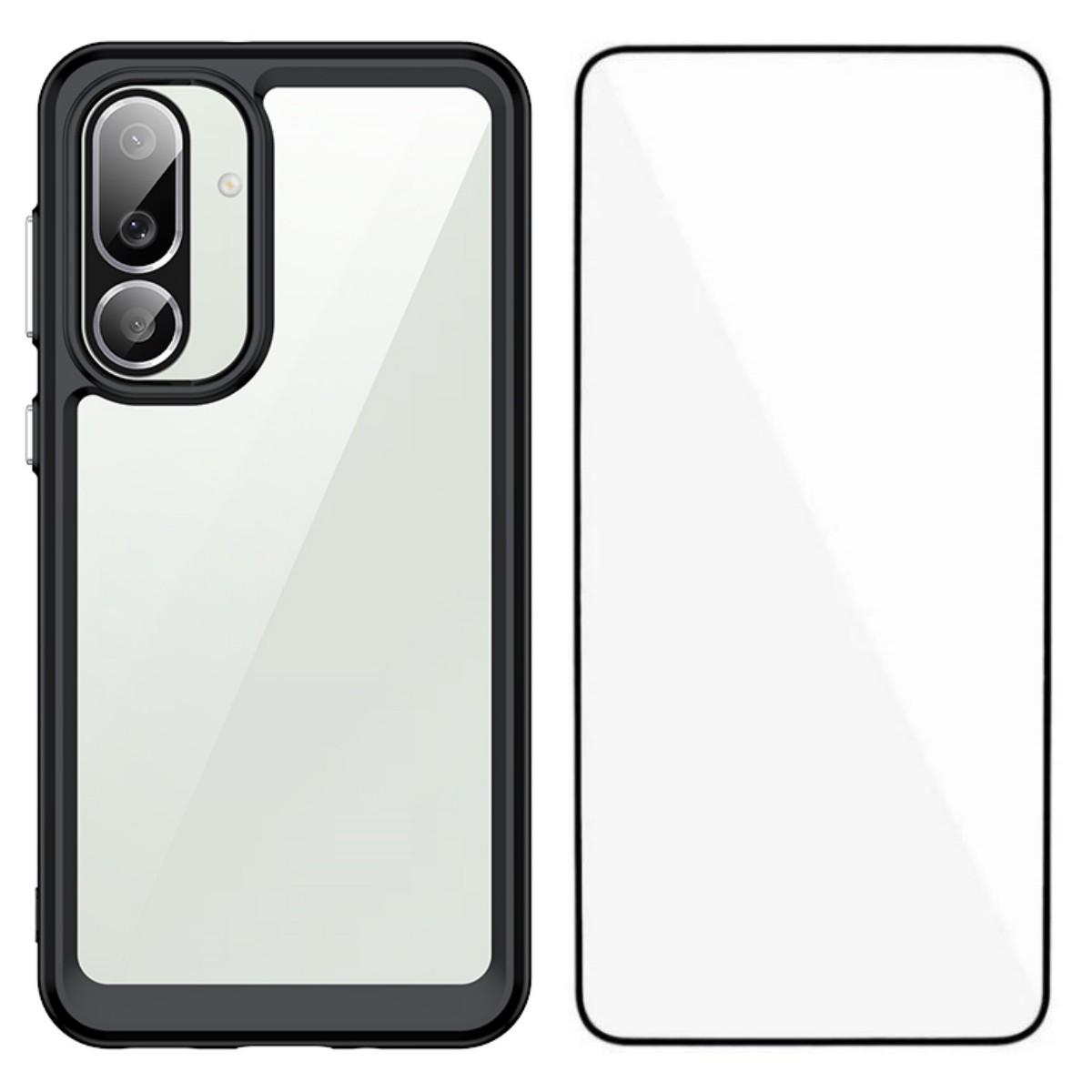 

Для Samsung Galaxy F56 5G Чехол для телефона WANLONFENG Серия XC ТПУ Акриловая крышка с закаленным стеклом (Большое отверстие для линзы) Black