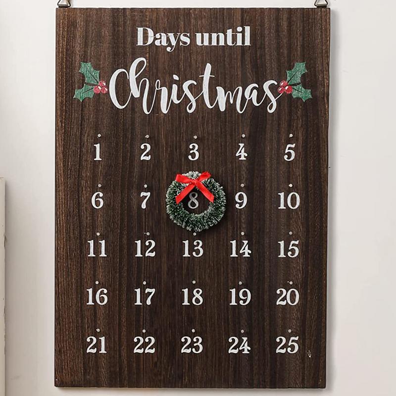 Christmas Countdown Wooden Sign Wall Count Down To Christmas Wooden Calendar Seasonal Vintage Elegance 25 Days Countdown Sign