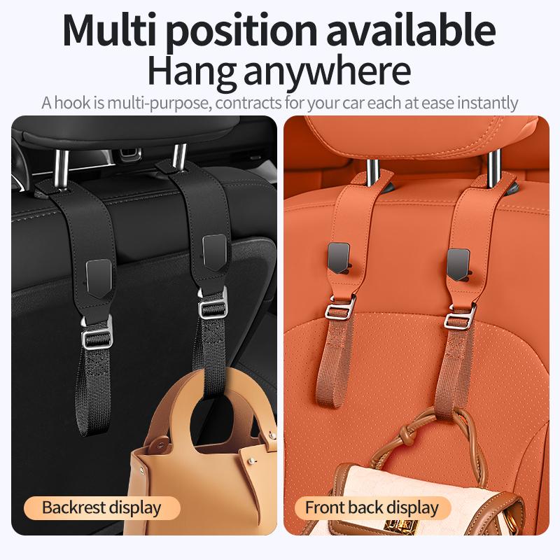 Car Back Seat Hook Multi-function Rear Seat Headrest Hanging Hook Car Hook for Headrest Seat Back Storage Hook Luxurious Leather