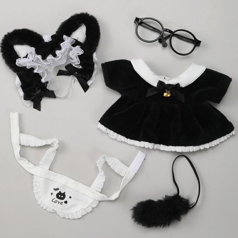 Cat Tail 10cm Cotton Doll Clothes Bow Skirt Maid Dress Cotton Doll's Clothes Fashion Mini Plush Doll Clothes Doll Accessories
