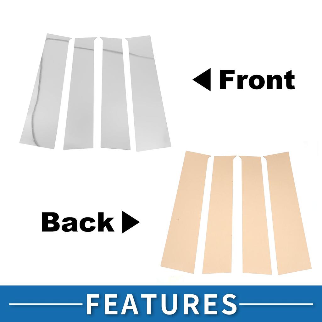 ABSOPRO Door Pillar Window Trim Pillar Post Door Outer Exterior Cover for Toyota Tundra Chrome Silver Tone Anti-Scratch Sticker, 2022-2023,