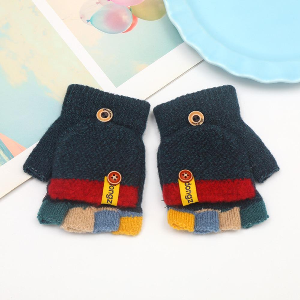 Autumn Winter Half Finger Flip Gloves Exposed Finger Mittens High Quality Warm Gloves  for Children