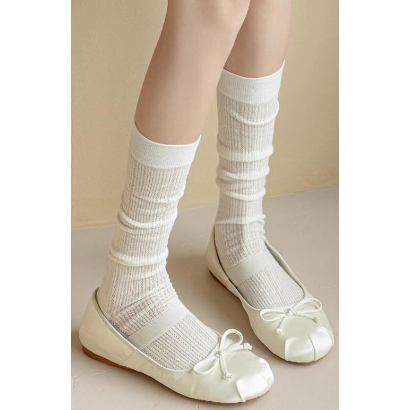 Damen Sommer Dünne Vertikal Ausgehöhlt Einfarbig Wadenstulpen