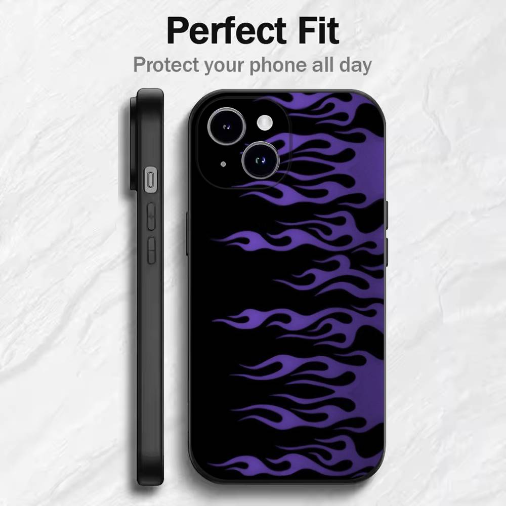 Creative Fashion Flame Phone Case For 17 16 15 14 13 12 11 Mini XS XR X 6S 6 Pro Max Plus Black Soft Cover