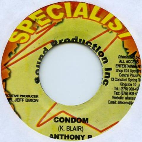 

7-дюймовая пластинка ANTHONY B / PRINCE FABULOUS - Condom / Loving You Want Specialist 2007 Ямайка Регги, Ска и Даб