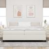 LED Box Spring Bed in Cream and White 200 x 200 cm Cord Fabric