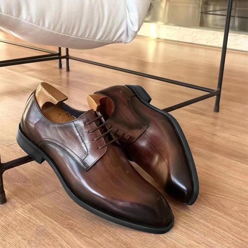 Fashion Brogue Men Wedding Dress Shoes Fashion Leather Shoe Lace-up High Quality Business Shoes Formal Black Brown Party Shoes Men