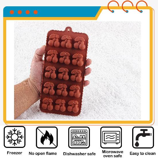 15 Cavity Cherry Silicone Candy Molds For Chocolate Candy Set Of 2