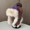 Dopamine Plaid Velvet Lei Feng Hat Children Autumn and Winter Thickened Warm Ear Protection Headgear Cold-proof Knitted Wool Hat