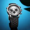 BUREI Men's Quartz Chronograph Watch, Waterproof, Analog, Date Display, Urethane Strap, SilverBlack, Gift for Men