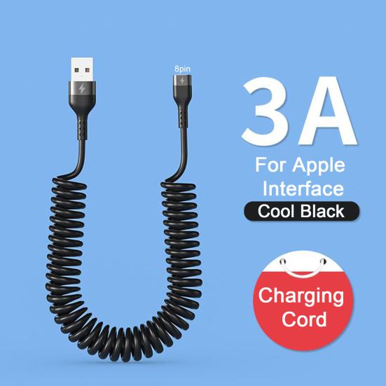 Charging Cable Telescopic Design Spring Charging Anti-winding 5A Fast Line Type-C/USB/8-Pin Data Accessories Phone