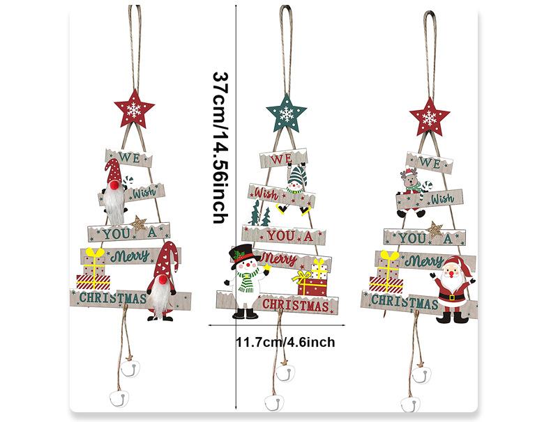 Wooden Christmas Tree Pendant Ornaments Santa Claus Label Xmas Tree Hanging Christmas Decor for Home Party Navidad Gift New Year