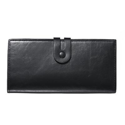 Men’s Long Wallet Vintage PU Leather Clutch Wallet Large Capacity Card Holder Zipper Coin Pocket Bifold Wallet with ID Window