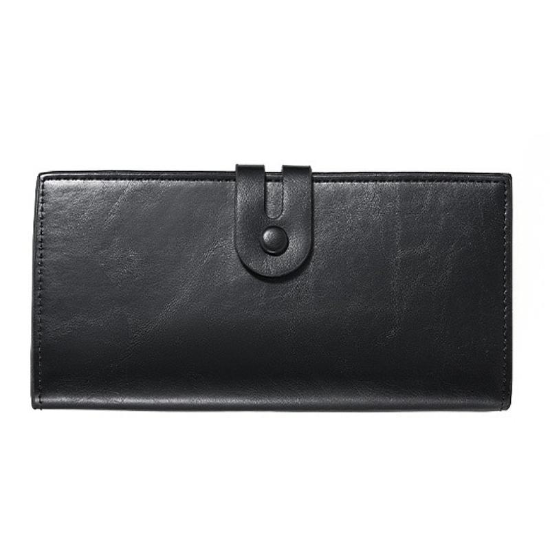 Men’s Long Wallet Vintage PU Leather Clutch Wallet Large Capacity Card Holder Zipper Coin Pocket Bifold Wallet with ID Window