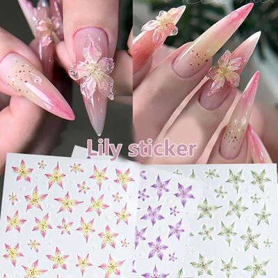 3D Nagelsticker Aquarell Nagelsticker Blume Nagelkunst Abziehbilder Schönheit Blumendekoration für Spitze Nagel Schönheit
