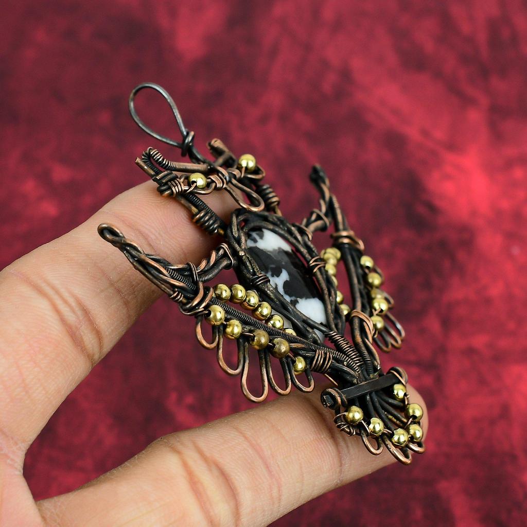 White Buffalo Turquoise Pendant Copper Wire Wrapped Pendant Copper Jewelry Handmade Real Gemstone Pendant Engagement Gift Owl Design Jewelry