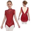 Girls Dance Costume - Shiny Rhinestone Leotard with Sheer Mesh, Invisible Back Zipper & Attached Tassel Skirt