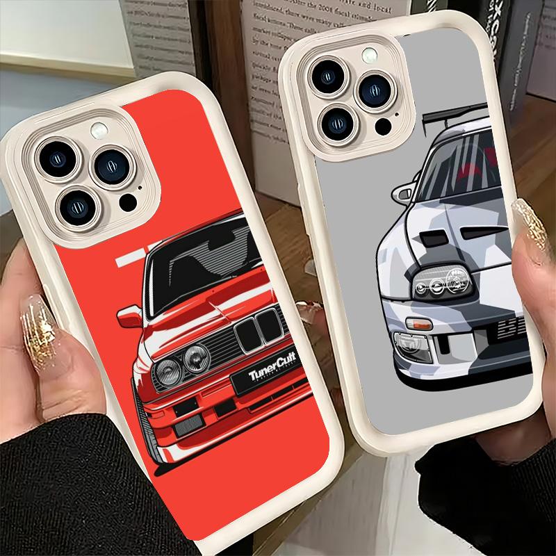 Phone Case for iPhone 17 Air 16E 15 16 Pro Max Simple Japanese Sports Cars Pattern Cover 14 Plus 13 12 Mini Soft Shell Silicone