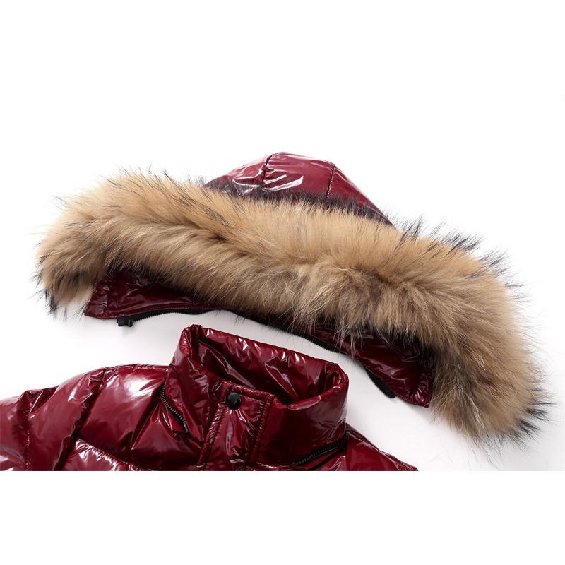 Dětská péřová bunda Dětská Velká s kožešinovým límcem Zesílená Chlapecká Dívčí Teplá bunda Vodotěsná Dospívající Zimní kabát