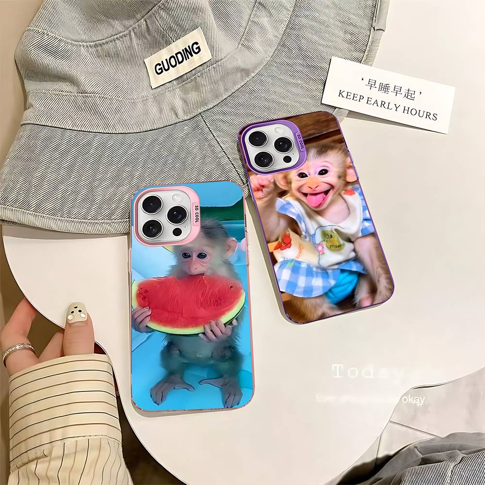 Cute Funny Monkey Phone Case for iPhone 17 16 15 14 13 Pro 12 11 Pro Max PLUS Color Back Cover