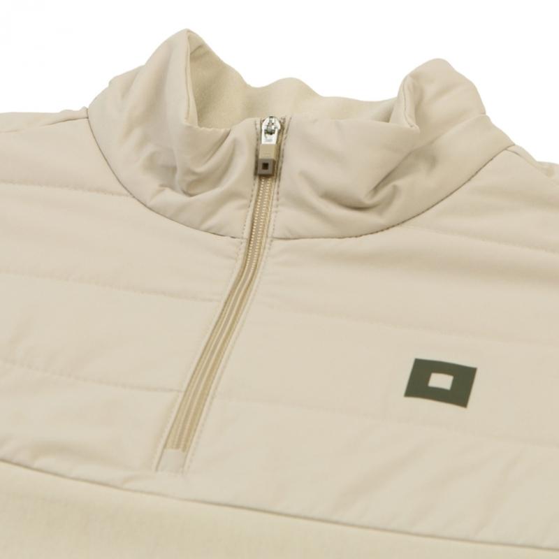 Onoff Men S Woven Color Block Half Zip Fleece T ShirT Of9103gb Beige