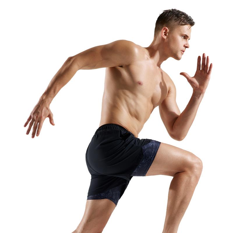 Li-Ning Double Layer Anti-Embarrassment Breathable Quick-Dry High-Stretch Swim Shorts Men Swimwear Black LSKV328-A