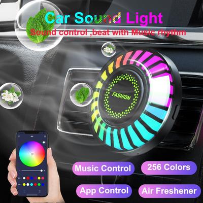 Car Music Rhythm Lamp Osvěžovač vzduchu RGB LED pásek Ovládání zvuku Hlasový rytmus Atmosféra Světlá vůně 256 barev Možnost Ovládání aplikací 10 režimů