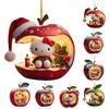 Christmas Ornament Cartoon Anime Cat In Red Fruit Christmas Tree Ornament 2D Acrylic Hanging Pendant for Holiday Home Decor