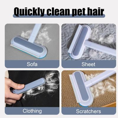 Pet Hair Remover 4 In 1 - Reusable Long Handle Dog Hair Remover Brush, Washable Fluff Cleaner For Dog And Cat Hair, Gentle Furniture Cleaning
