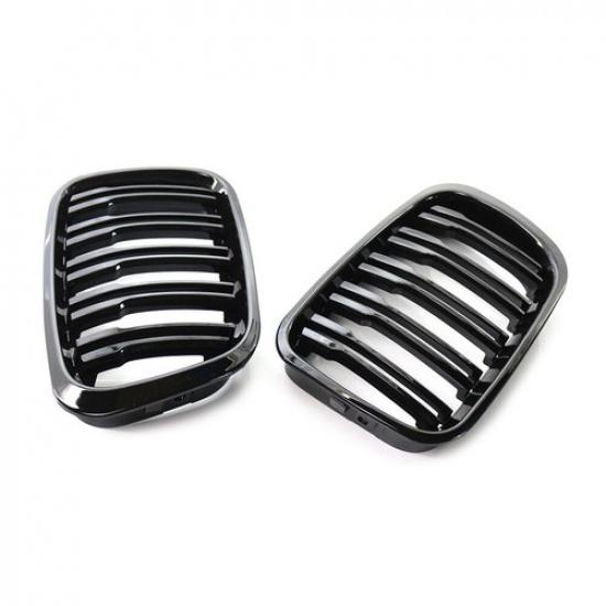2PCS Gloss Front Twin Bar Grille Grill For BMW 3 Series E46 1999-2001 4 Door US