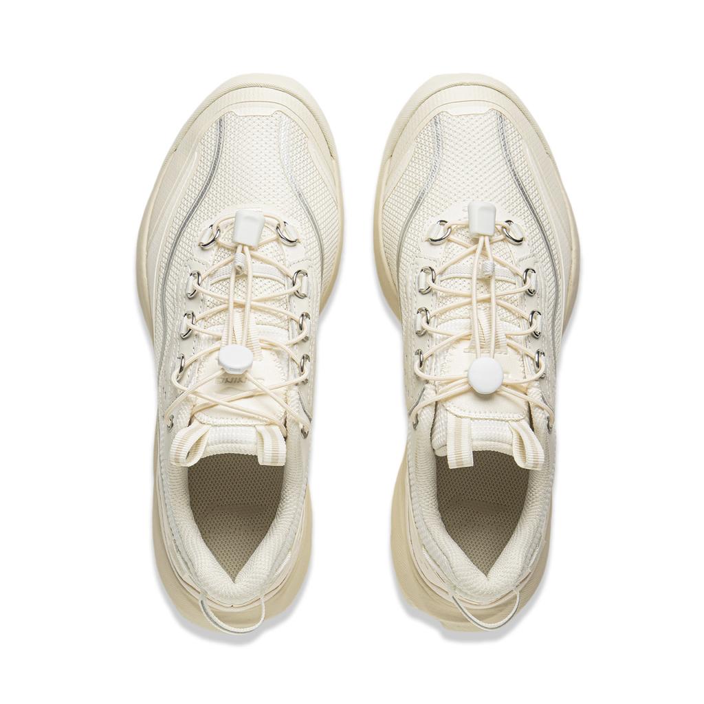 Li Ning Mulan Trend Sports Shock Absorption Rebound Wear Resistant Low Top Casual Shoes Women Casual Shoes White AZGV066-3