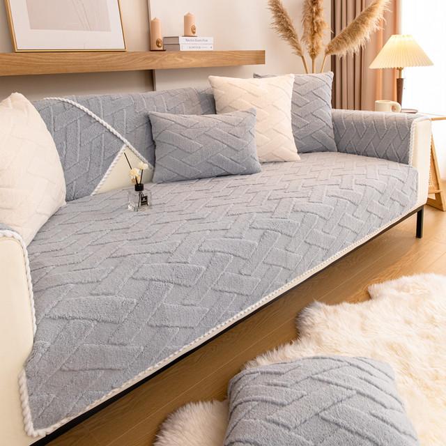 

Суцільний колір Нековзка накидка на диван Потовщена плюшева диванна подушка Комбінований диванний рушник для меблів для вітальні Сучасний домашній декор 1pc 45x45 pillowcase