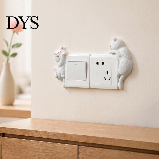 Cartoon Katze Schalter Schild 3D Licht Aufkleber, Dekorative Harz Wandplatten Abdeckung, Niedliche Tier Kinder Sichere Abdeck Aufkleber, Abziehen und Aufkleben Dekorationen