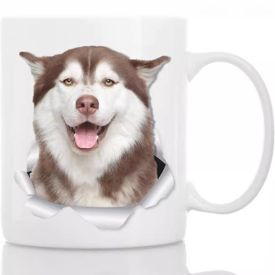 3D Pet Puppy Ceramic Coffee Mark Cup Dog Tea Cup 2024 New Gift Foreign Trade Pets