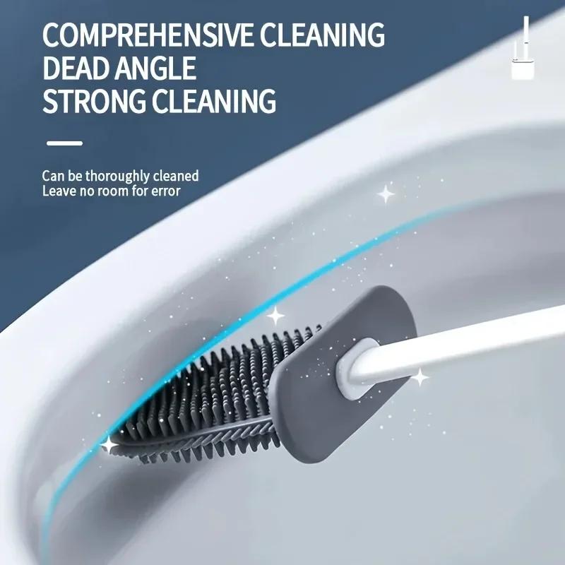 Silicone Toilet Brush Cleaner Wc for  Bathroom Cleaning Toilet Acssories Long Handle FlexibleCleaner Brush BathroomAcssories