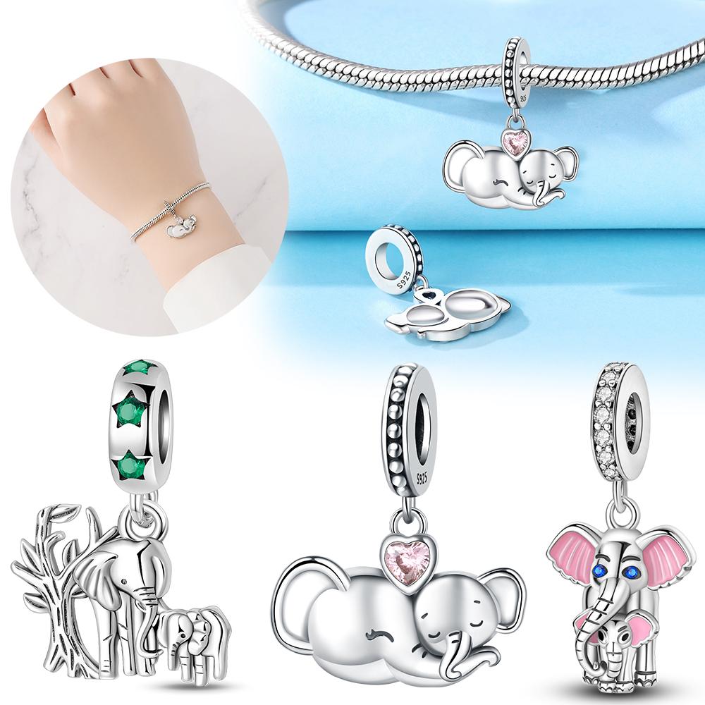 New Copper Colors Family Affection Big And Small Elephant Pendant Fit Copper Colors Original Bracelets Diy Birthday Jewelry Gift