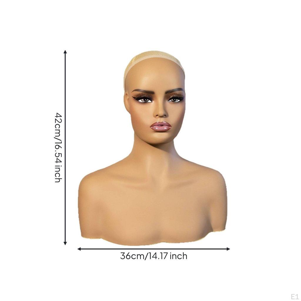 PVC Mannequin Head Stand Compatible with Shoulders Necklace Display Bust for Salon,