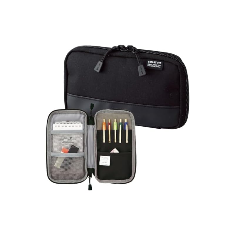 LIHIT LAB Slim Pen Case, Business Style, Adult Gadget, Compact Pen Case, Black A7687-24