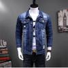Geacă Denim Bărbați Lână Îngroșată Costum Versiune Coreeană Slim-fit Elastică Geacă Denim Mărimi Mari Bărbați