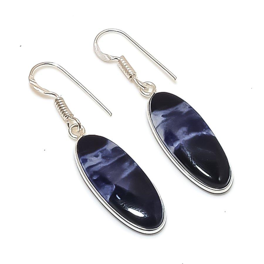 Natural Sodalite Gemstone 925 Sterling Silver Jewelry Earring 1.77 AE-12098