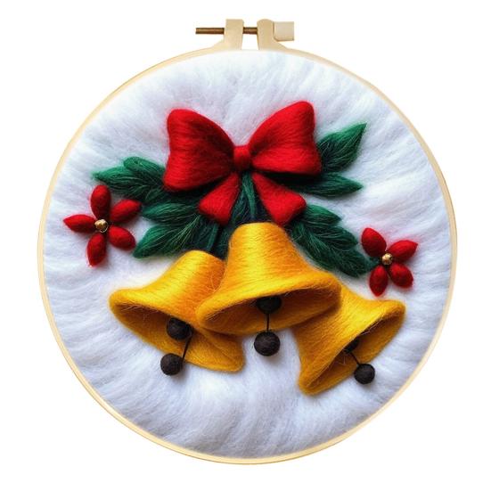 Christmas Needle Felting Kit Holiday Felt Painting Set for Beginners Starter Needle Felting DIY Craft Kit with Pad Needles Wool Decorative Frame