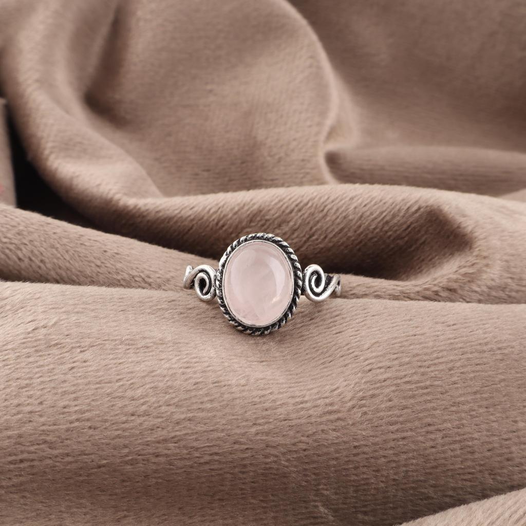 Rose Quartz Jewelry, 925 Solid Sterling Silver Ring, Handmade Gemstone Jewelry Ring For Memorial Day