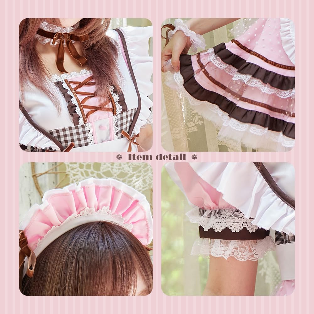 Brightlara Halloween Cosplay Maid Outfit, Lolita Pink, Women's, cos069-PK-M