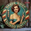 Round Retro Barbershop Metal Wall Art Sign, Vintage Decor for Home Bedroom Garden, Durable Metal Material Easy Installation