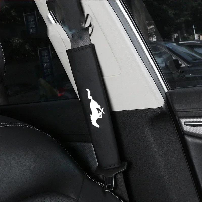 2Pcs Car Interior Accessories Auto Shoulder Pads Seat Belt Covers Case for Ford Mustang Shelby GT 350 500 Cobra 2005 2009 2015
