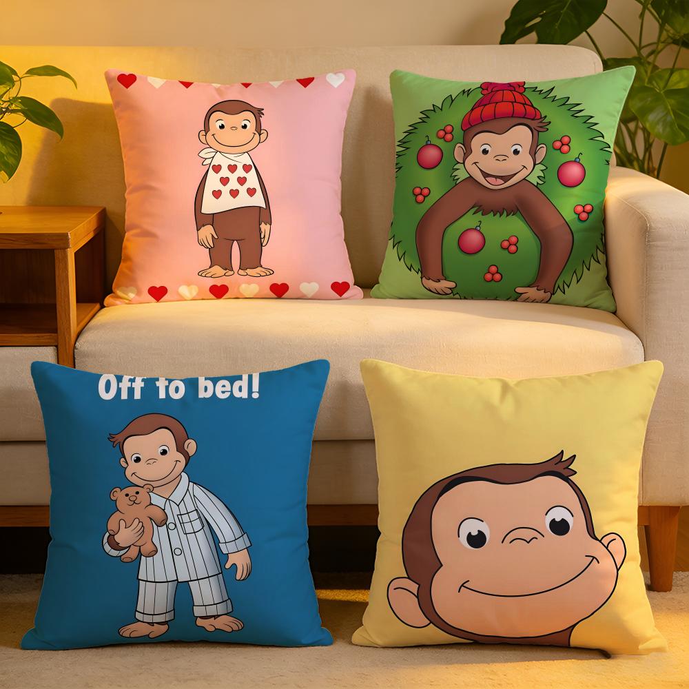 Cushion Cover Linen SkinFriendly Soft Decorative Case for Sofa Home Decor MONKEY CARTOON CCurious GeorgeS Pillow cover