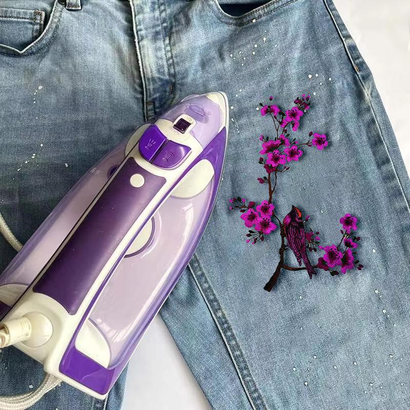 1PC Cloth Stickers For Cheongsam Plum Blossom DIY Water-soluble Sewing Accessories Applique Patch Embroidery Flower Dancing Bird