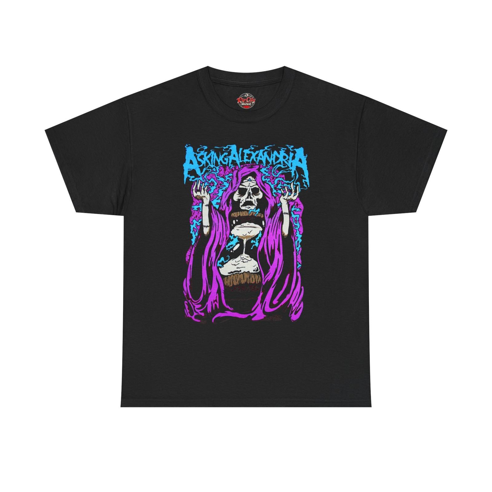 Asking Alexandria Purple Grim Reaper with Hourglass Rock Band Unisex T-Shirt S