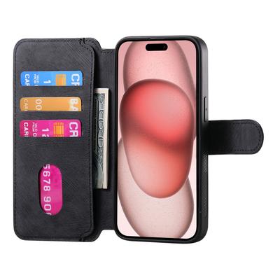 CASENEO MW-03 Für iPhone 15 Plus Hülle mit Abnehmbarer Brieftasche Leder+TPU Handyhülle