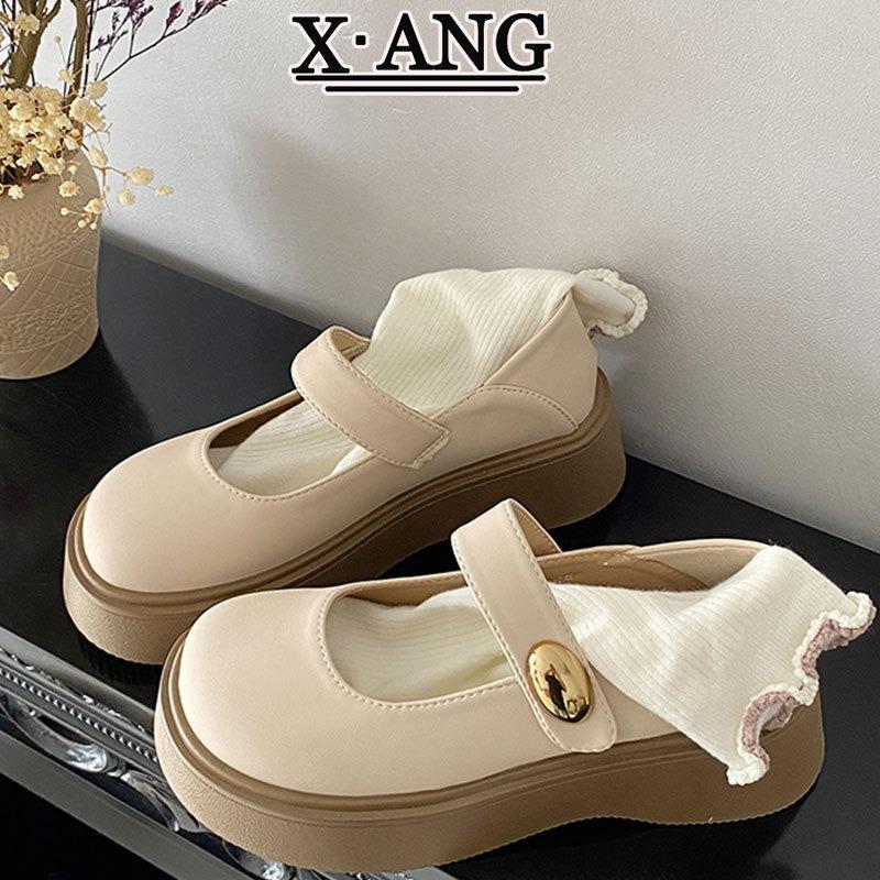 Leather Mary Jane Shoes Women's Shoes Autumn New Small Leather Shoes Platform Heightening Single Shoes